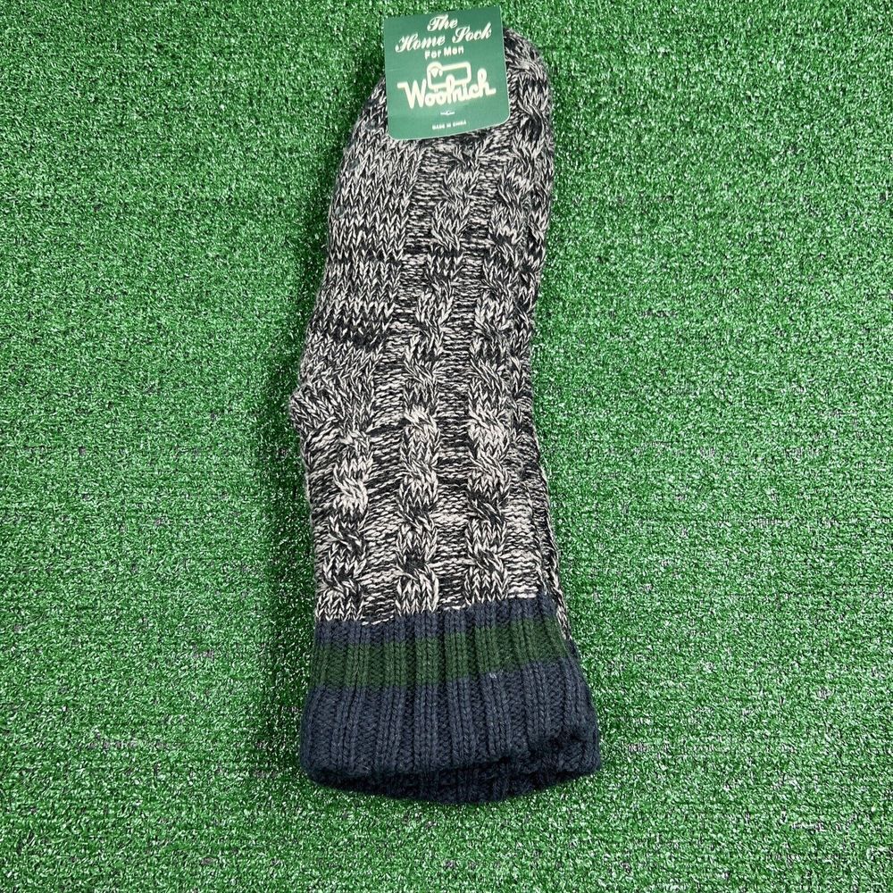 Woolrich Mens The Home Sock Heavyweight No Skid Slipper Sock Sz 10-13 Gray Green